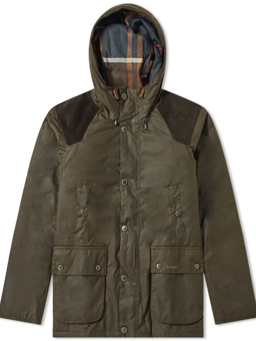Barbour x Wood Wood Olive Hooded Waxed Cotton Jacket